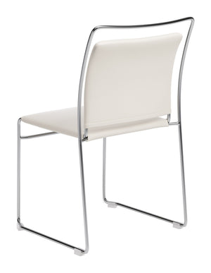 Verbena Faux Leather Stackable Dining Chairs Set of 2 with Modern Steel Frame Seating
