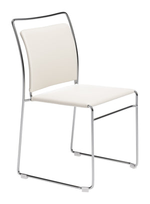 Verbena Faux Leather Stackable Dining Chairs Set of 2 with Modern Steel Frame Seating
