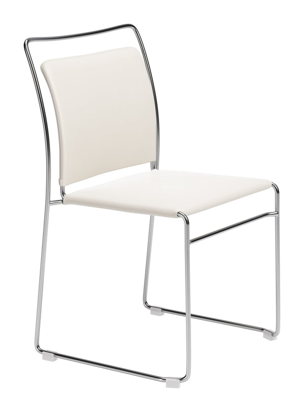 Verbena Faux Leather Stackable Dining Chairs Set of 2 with Modern Steel Frame Seating