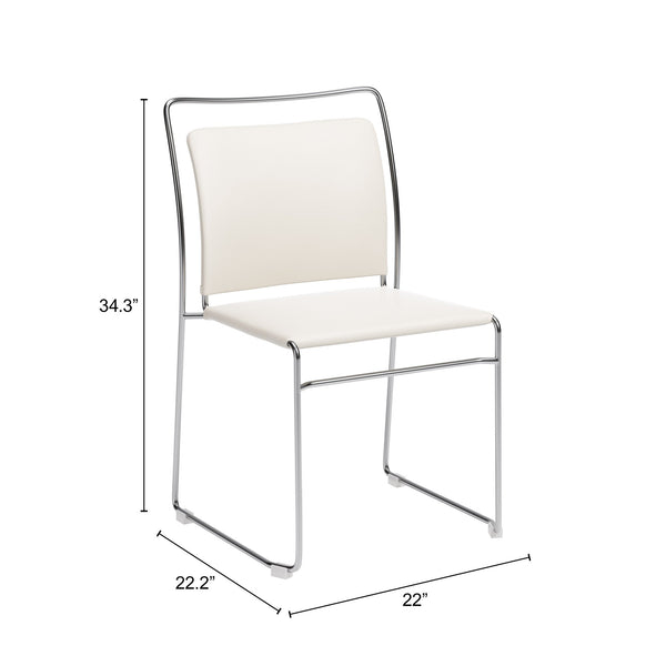 Verbena Faux Leather Stackable Dining Chairs Set of 2 with Modern Steel Frame Seating