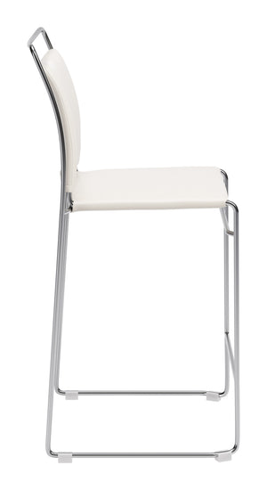 Verbena Faux Leather Counter Stools Set of 2 Stackable Steel Frame Kitchen Bar Seating