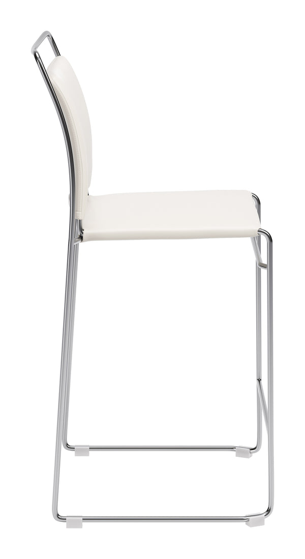 Verbena Faux Leather Counter Stools Set of 2 Stackable Steel Frame Kitchen Bar Seating