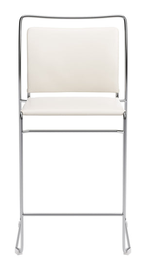 Verbena Faux Leather Counter Stools Set of 2 Stackable Steel Frame Kitchen Bar Seating