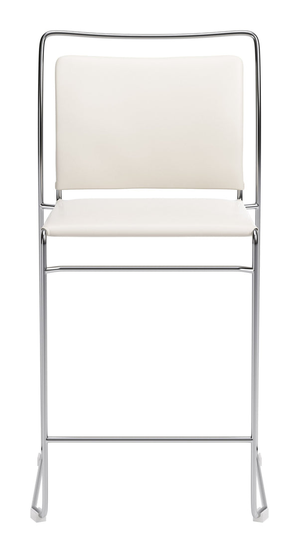 Verbena Faux Leather Counter Stools Set of 2 Stackable Steel Frame Kitchen Bar Seating