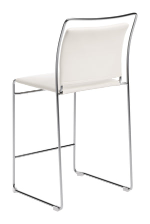 Verbena Faux Leather Counter Stools Set of 2 Stackable Steel Frame Kitchen Bar Seating