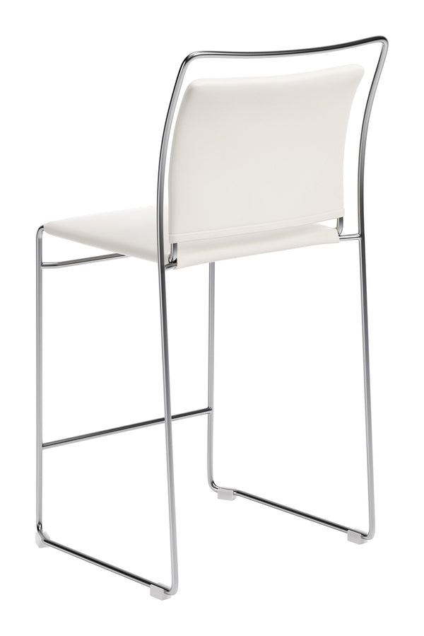 Verbena Faux Leather Counter Stools Set of 2 Stackable Steel Frame Kitchen Bar Seating