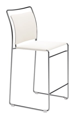 Verbena Faux Leather Counter Stools Set of 2 Stackable Steel Frame Kitchen Bar Seating