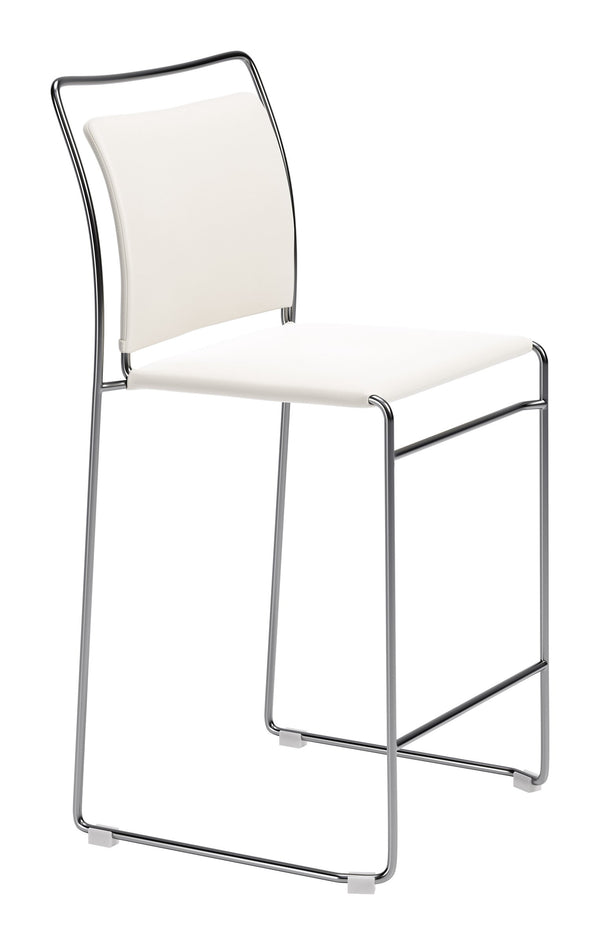 Verbena Faux Leather Counter Stools Set of 2 Stackable Steel Frame Kitchen Bar Seating