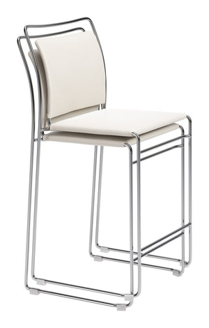 Verbena Faux Leather Counter Stools Set of 2 Stackable Steel Frame Kitchen Bar Seating