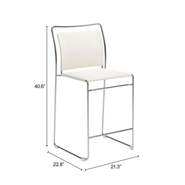 Verbena Faux Leather Counter Stools Set of 2 Stackable Steel Frame Kitchen Bar Seating