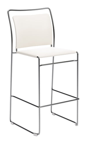 Verbena Faux Leather Barstools Set of 2 Stackable with Steel Legs and Footrest for Kitchen