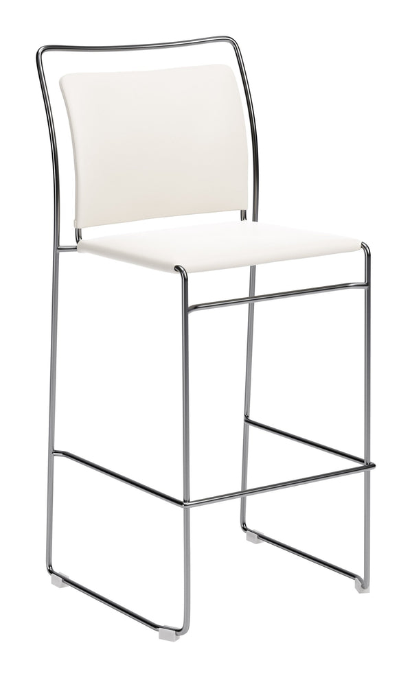 Verbena Faux Leather Barstools Set of 2 Stackable with Steel Legs and Footrest for Kitchen