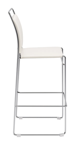 Verbena Faux Leather Barstools Set of 2 Stackable with Steel Legs and Footrest for Kitchen