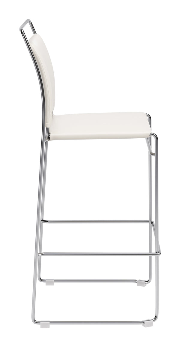 Verbena Faux Leather Barstools Set of 2 Stackable with Steel Legs and Footrest for Kitchen