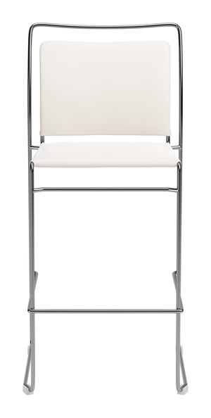 Verbena Faux Leather Barstools Set of 2 Stackable with Steel Legs and Footrest for Kitchen