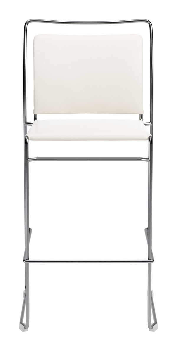 Verbena Faux Leather Barstools Set of 2 Stackable with Steel Legs and Footrest for Kitchen