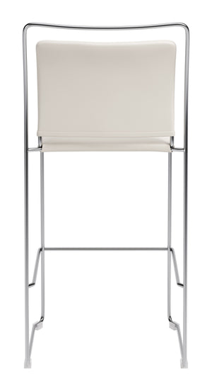 Verbena Faux Leather Barstools Set of 2 Stackable with Steel Legs and Footrest for Kitchen