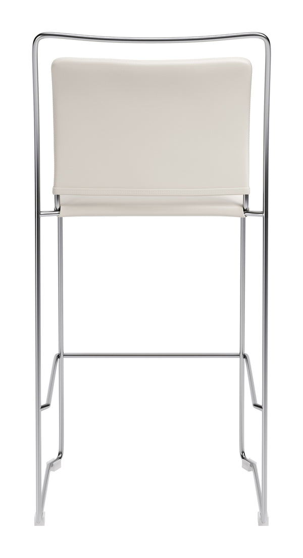 Verbena Faux Leather Barstools Set of 2 Stackable with Steel Legs and Footrest for Kitchen