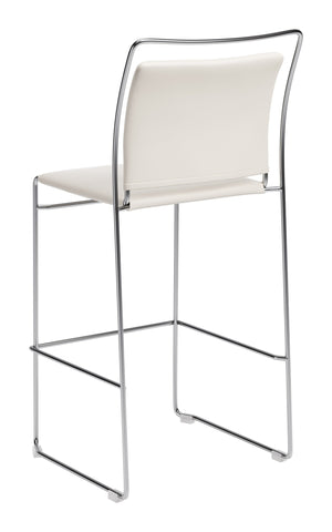 Verbena Faux Leather Barstools Set of 2 Stackable with Steel Legs and Footrest for Kitchen