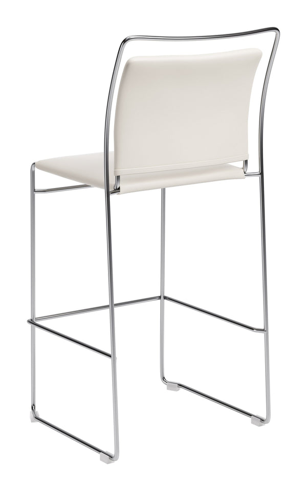 Verbena Faux Leather Barstools Set of 2 Stackable with Steel Legs and Footrest for Kitchen