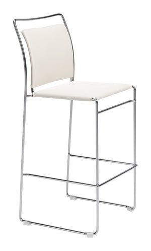 Verbena Faux Leather Barstools Set of 2 Stackable with Steel Legs and Footrest for Kitchen