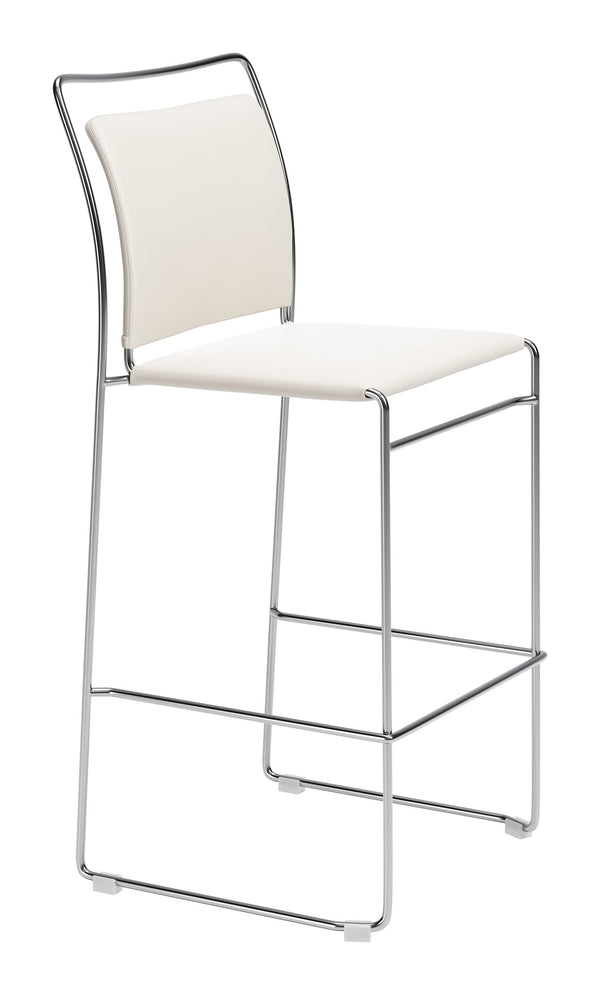 Verbena Faux Leather Barstools Set of 2 Stackable with Steel Legs and Footrest for Kitchen