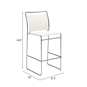 Verbena Faux Leather Barstools Set of 2 Stackable with Steel Legs and Footrest for Kitchen