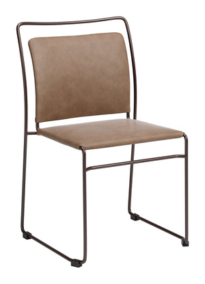 Verbena Faux Leather Stackable Dining Chairs Set of 2 with Modern Steel Frame Seating