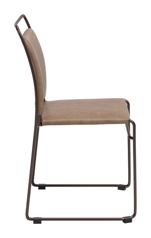 Verbena Faux Leather Stackable Dining Chairs Set of 2 with Modern Steel Frame Seating