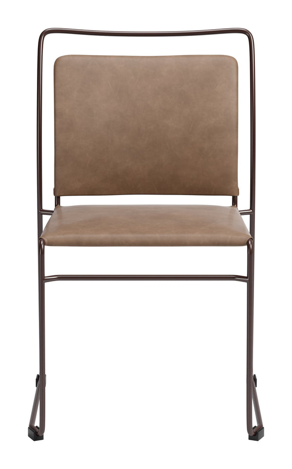 Verbena Faux Leather Stackable Dining Chairs Set of 2 with Modern Steel Frame Seating