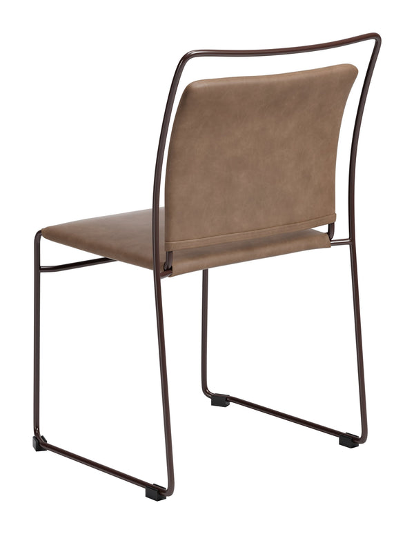 Verbena Faux Leather Stackable Dining Chairs Set of 2 with Modern Steel Frame Seating