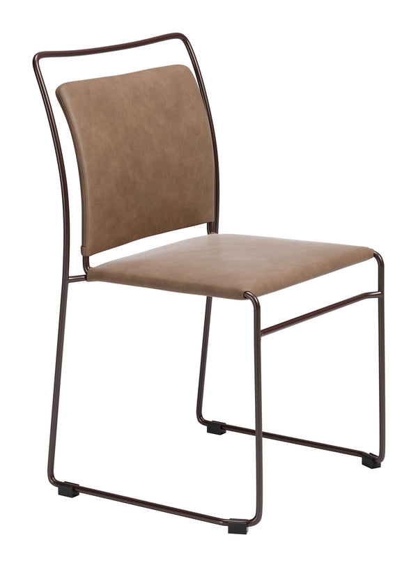 Verbena Faux Leather Stackable Dining Chairs Set of 2 with Modern Steel Frame Seating