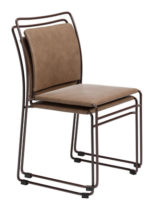 Verbena Faux Leather Stackable Dining Chairs Set of 2 with Modern Steel Frame Seating