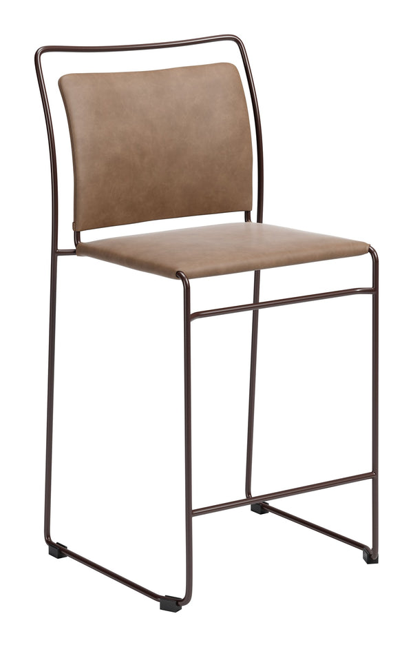 Verbena Faux Leather Counter Stools Set of 2 Stackable Steel Frame Kitchen Bar Seating
