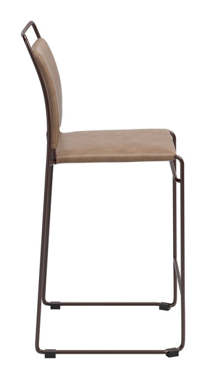 Verbena Faux Leather Counter Stools Set of 2 Stackable Steel Frame Kitchen Bar Seating