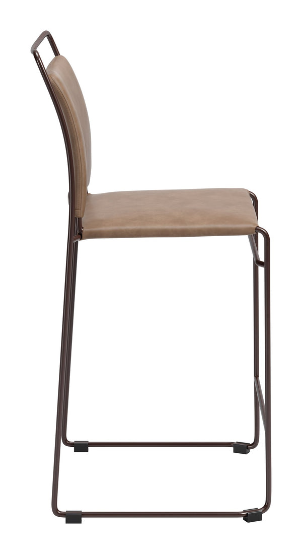 Verbena Faux Leather Counter Stools Set of 2 Stackable Steel Frame Kitchen Bar Seating