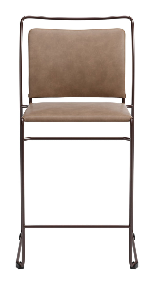 Verbena Faux Leather Counter Stools Set of 2 Stackable Steel Frame Kitchen Bar Seating