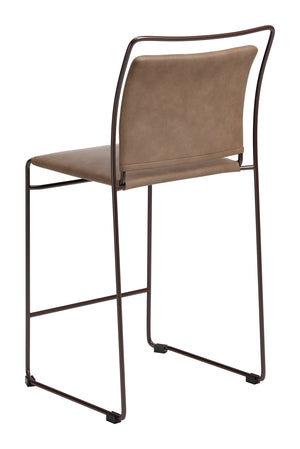 Verbena Faux Leather Counter Stools Set of 2 Stackable Steel Frame Kitchen Bar Seating