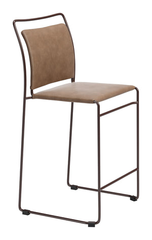 Verbena Faux Leather Counter Stools Set of 2 Stackable Steel Frame Kitchen Bar Seating