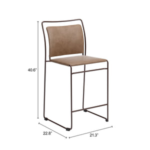 Verbena Faux Leather Counter Stools Set of 2 Stackable Steel Frame Kitchen Bar Seating
