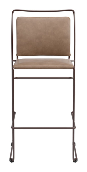 Verbena Faux Leather Barstools Set of 2 Stackable with Steel Legs and Footrest for Kitchen