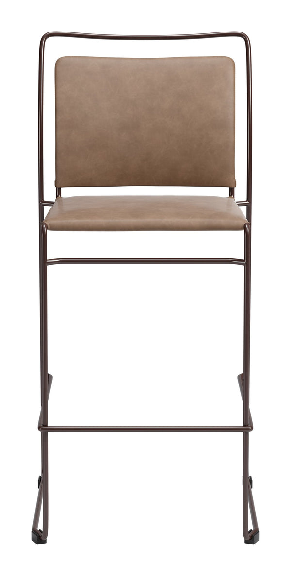 Verbena Faux Leather Barstools Set of 2 Stackable with Steel Legs and Footrest for Kitchen