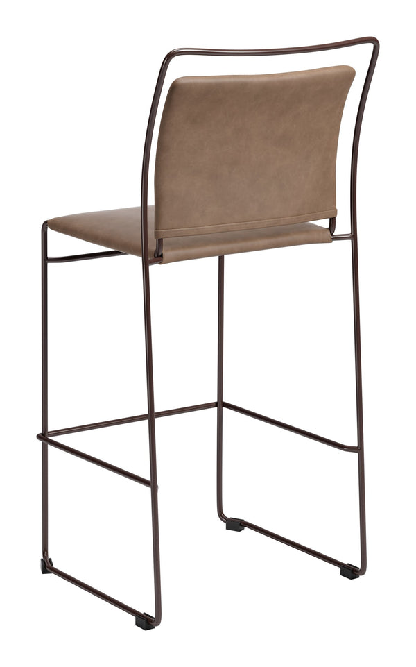 Verbena Faux Leather Barstools Set of 2 Stackable with Steel Legs and Footrest for Kitchen