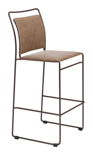 Verbena Faux Leather Barstools Set of 2 Stackable with Steel Legs and Footrest for Kitchen