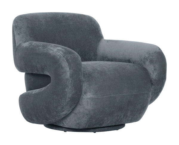 Zuo Modern Boble Swivel Accent Chair Plush Velvet Upholstered Sculptural Lounge Seat for Living Room 111162