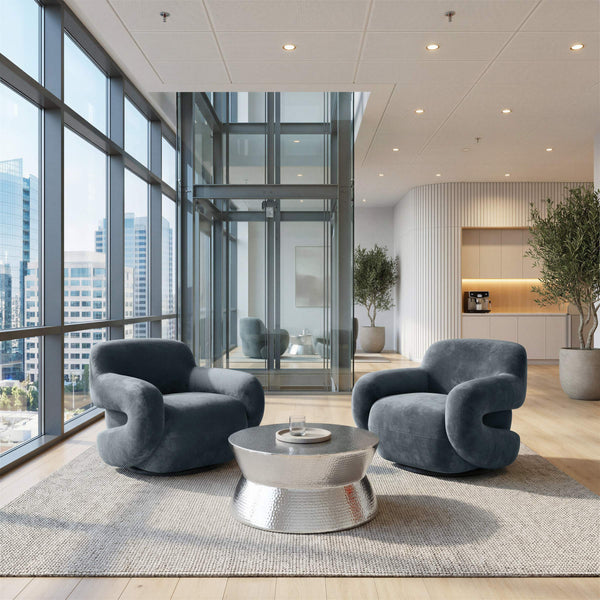 Boble Swivel Accent Chair Plush Velvet Upholstered Sculptural Lounge Seat for Living Room