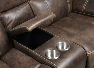 English Elm Wallace & Bay - Brown Power Reclining Loveseat – Rustic Contemporary Chocolate Fabric, Easy-Care Comfort, 75" Wide B361P384417