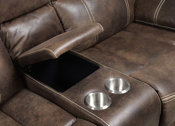 English Elm Wallace & Bay - Brown Power Reclining Loveseat – Rustic Contemporary Chocolate Fabric, Easy-Care Comfort, 75" Wide B361P384417