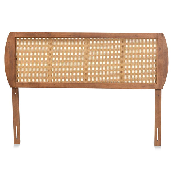 Baxton Studio Baxton Studio Harris Mid-Century Modern Headboard - Durable Wood & Rattan, Adjustable Height Design MG9734-Ash Walnut Rattan-HB-Full