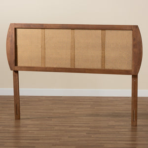 Baxton Studio Baxton Studio Harris Mid-Century Modern Headboard - Durable Wood & Rattan, Adjustable Height Design MG9734-Ash Walnut Rattan-HB-Full